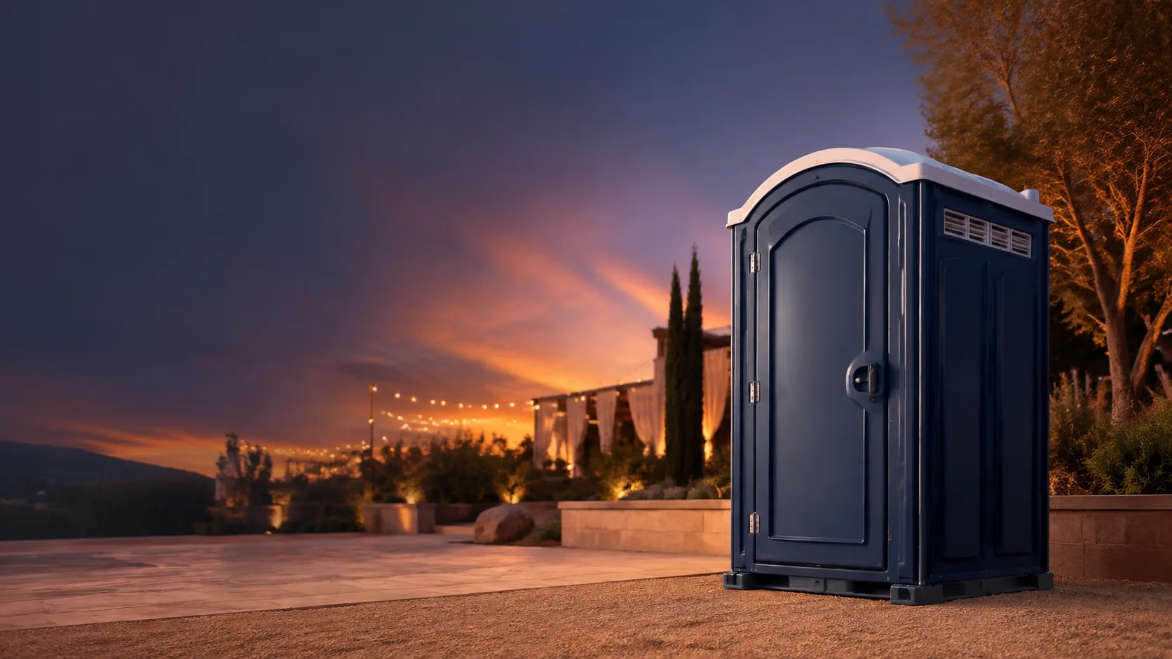Portable restroom shown for rental planning in Algonquin, IL